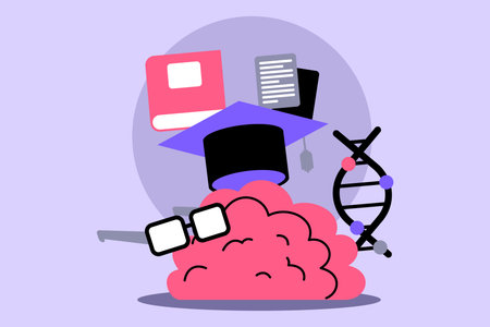 Creative depiction of education featuring graduation cap, glasses, books, and symbols of knowledge...