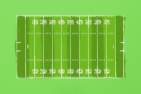 Image of a football field on a green cardboard. Tactics of the game. The concept of the game of...