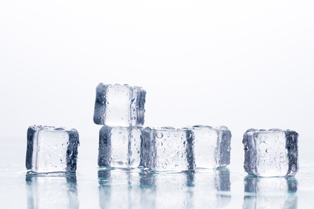 Ice cubes on a white background. Cooling Concept, Food Iceの写真素材
