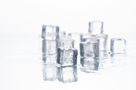 Ice cubes on a white background. Cooling Concept, Food Iceの写真素材