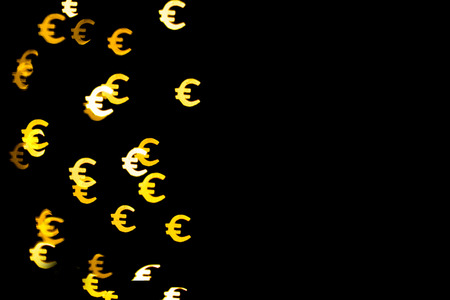 Bokeh as a Euro sign. The concept of wealth and money, trading on the stock exchange and economic growth, richの写真素材