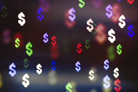 Bokeh in the form of a dollar sign. The concept of wealth and money, trading on the stock exchange and economic growth, richの写真素材