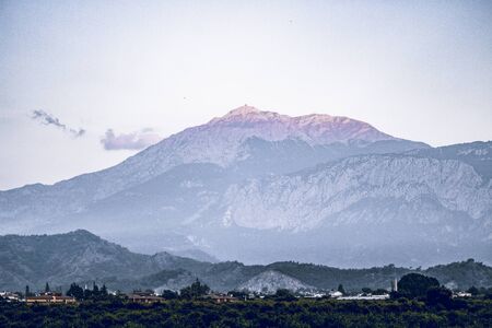 Beautiful scenery overlooking the mountain range. Mount Tahtali at sunset and dawn. View from Kiris,...