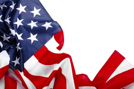 USA flag on a white background. United States. Concept Memorial Day, Independence Day, July 4th....