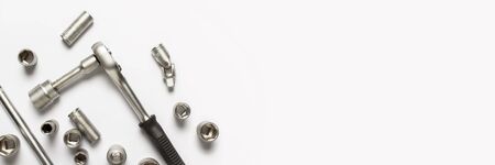 Tool on a white background. Banner Concept repair, car repair, father's day.