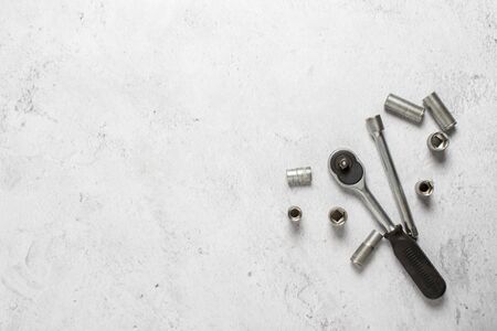Tool on a concrete background. Concept car repair, maintenance, father's day.の写真素材