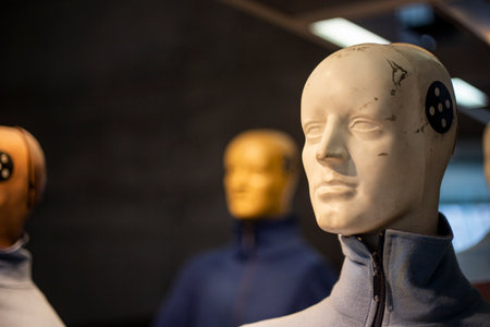 Mannequin dolls are used to test car safety crash test.の写真素材