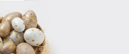 Easter eggs in a vase for decoration on a white background.