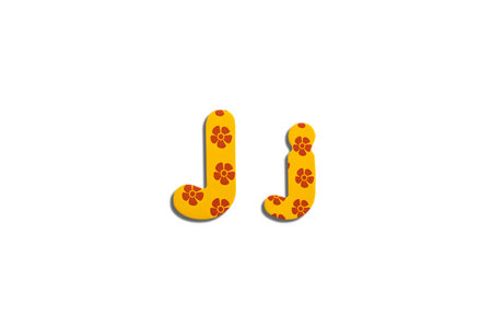 Alphabet letter J on a white isolated background. Top view, flat lay.の写真素材