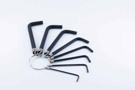 Hexagonal wrench on white backgroundの写真素材