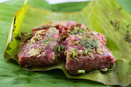 sour pork on white background.の写真素材