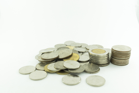 Thai baht Thailand on a white background.の写真素材