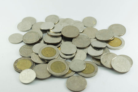 Thai baht Thailand on a white background.の写真素材