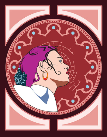 Illustration of a female profileのイラスト素材