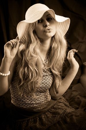 close-up portrait of a young blonde girl.