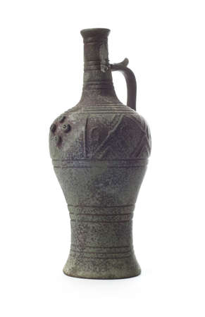 clay pot of manual work on the white background の写真素材