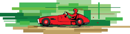 vector impression illustration of retro racing car, 1950sのイラスト素材