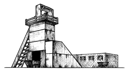 Vector drawing of mine  stylized as engraving  Exterior  のイラスト素材