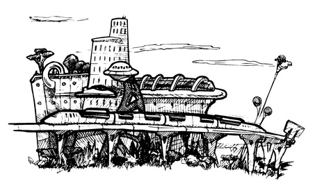 Panorama of the fantastic megalopolis. のイラスト素材