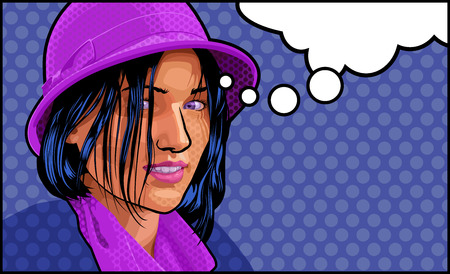 Pop art vector illustration of a woman with text bubbleのイラスト素材