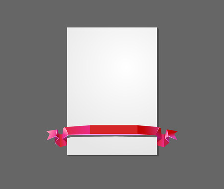 Vector illustration of a sheet of paper with red ribbonのイラスト素材
