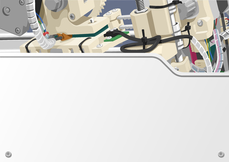Vector industrial illustration of the mechanism. Flyer Template.のイラスト素材