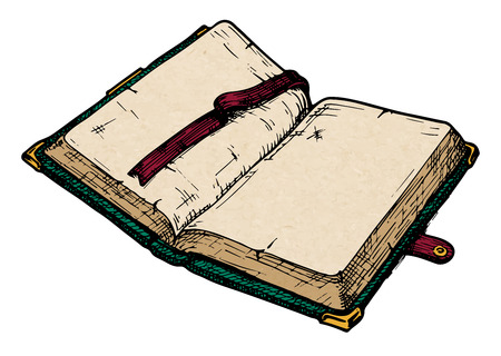 vector color illustration of opened old book.のイラスト素材