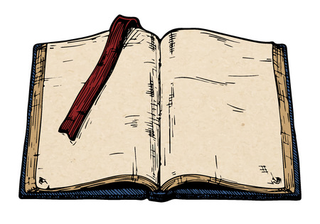 vector color illustration of opened old book.のイラスト素材