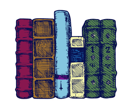 Vector illustration of the books spines stylized as engraving.のイラスト素材