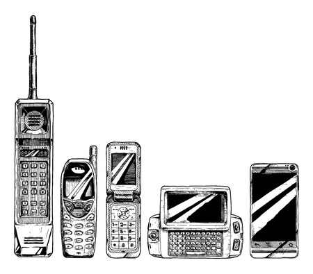 Mobile phone evolution set.のイラスト素材
