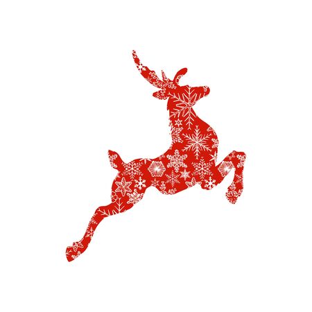 vector illustration of red Christmas deer and snowflakeのイラスト素材
