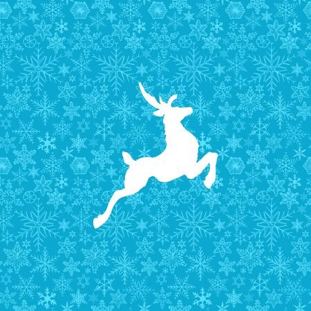 vector illustration of Christmas deer on blue snowflake background.のイラスト素材