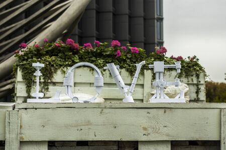 Diy love word made of paper. flowers on the background.の写真素材