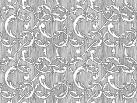 Seamless vintage baroque, renaissance and damask pattern. Vector illustration background in ink hand drawn style.のイラスト素材