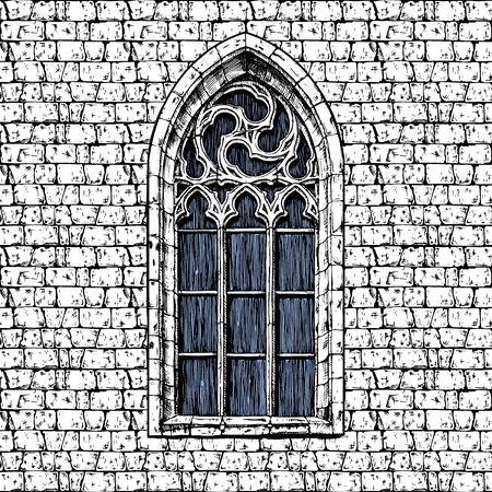 Vintage illustration of Gothic in old-fashioned hand drawn style.のイラスト素材