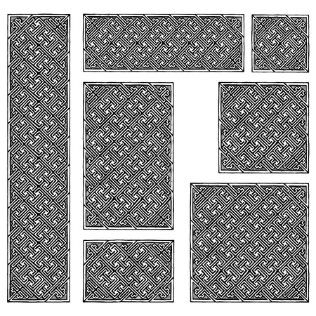 Seamless celtic key patterns in ink hand drawn style.のイラスト素材