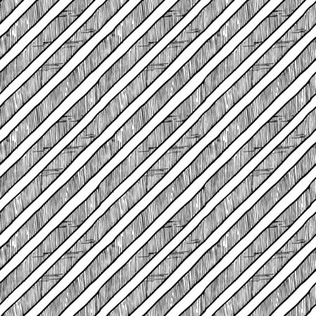 Wrapping. Simple seamless retro geometric pattern. Black and white vector illustration in ink hand drawn style.のイラスト素材