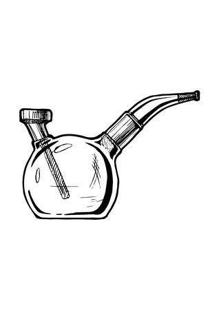 Vector hand drawn sketch of hookah in vintage engraved style. isolated on white background.のイラスト素材