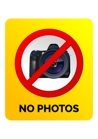 No photography sign. Vector illustration on yellow background.のイラスト素材