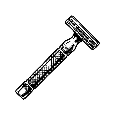 Vector hand drawn sketch of Double-edge Safety razor.のイラスト素材