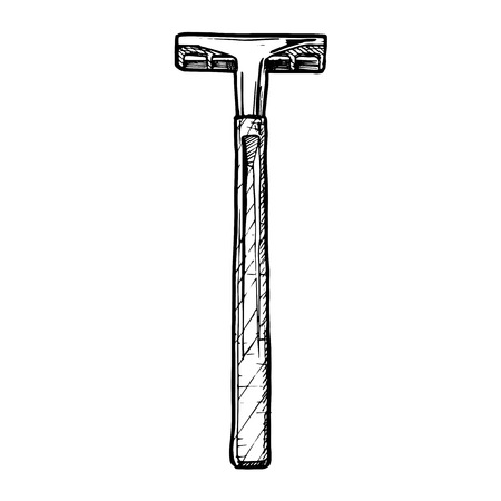 Vector hand drawn sketch of disposable razor in ink hand drawn style.のイラスト素材