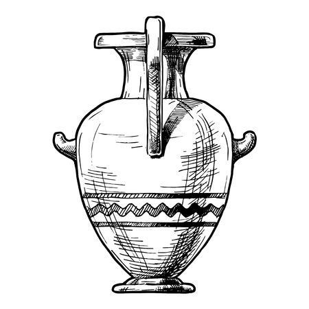 Vector hand drawn sketch of ancient greek vase. Hydria.のイラスト素材