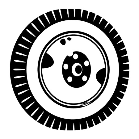 black and white illustration of wheelのイラスト素材