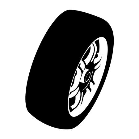 black and white illustration of wheelのイラスト素材