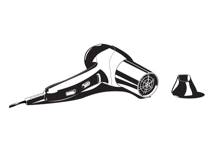 Vector black and white illustration of a hair drier.のイラスト素材