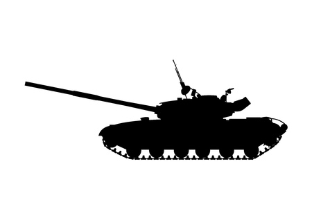 Vector black and white illustration of modern heavy tank.のイラスト素材