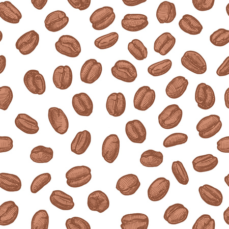 vector seamless pattern with coffee beansのイラスト素材