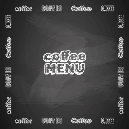 coffee menu inscription on blackboard.  Vector illustration in ink hand drawn style.のイラスト素材