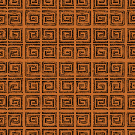 Seamless pattern with Ancient Greek ornament, meander in black-figure pottery painting style.のイラスト素材