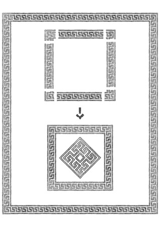 Frame with traditional ancient greek border. Meander. Illustration in vintage engraving style.のイラスト素材